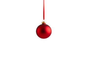 Elegant Red Christmas Ornament Hanging Gracefully on a Red Ribbon 