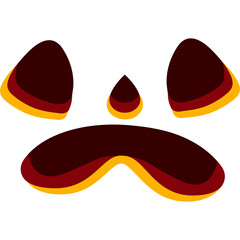 Abstract Cartoon Face With Dark Red and Yellow Layers on White Background Expressing Sadness or Disappointment