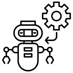 Robot Integration Outline Icon
