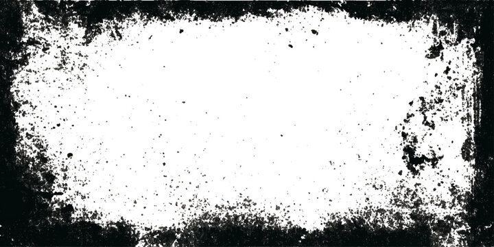 Abstract old grunge frame wall texture background .black cement surface and dirty cracked design .stucco vector ink border splatter illustration and stain silhouette concept .