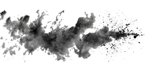 Obraz premium Abstract black ink splat and paint grunge splash vector illustration design .splatter stain texture silhouette and liquid spot drop creating dirty pattern art .
