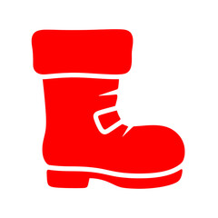 Bold red work boot symbol representing strength and reliability