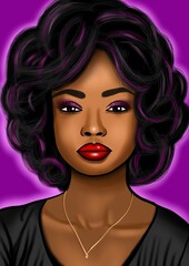 Fototapeta premium Beautiful woman with beautiful curls digital art illustrated portrait 