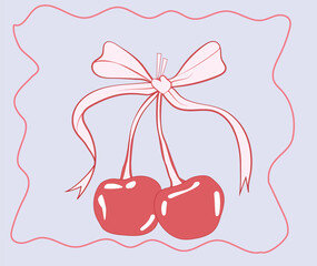 Cherry cherries bow trending Paris girls club fashion style pink girly t-shirt design Slogan Logo Graphic Vector Tee shirt apparel print varsity collage girls tee fruit berries juicy LA Los Angeles