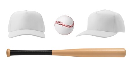 Baseball sport accessories isolated on white background