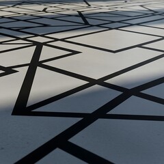 Abstract Geometric Pattern - Black Lines on White Surface.