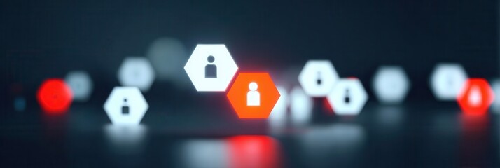 Abstract geometric art portraying collaboration, integration of digital threads, audit grids, document approval cycles, and certificates symbolizing agreement and transparency