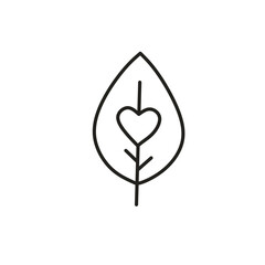 Leaf with Heart Shape Icon