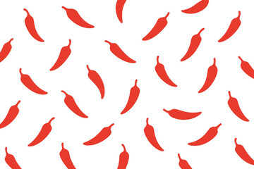 Red chili pepper seamless pattern, spicy cayenne food vector background with transparent alpha channel
