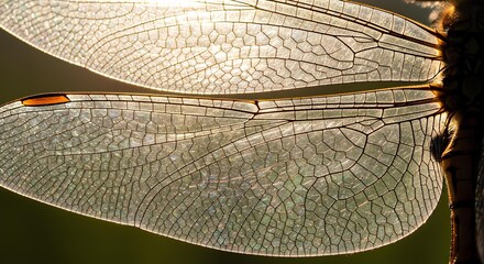 Sunlight Illuminating Intricate Dragonfly Wings
