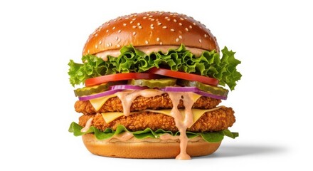 Delicious double patty crispy chicken sandwich with toppings