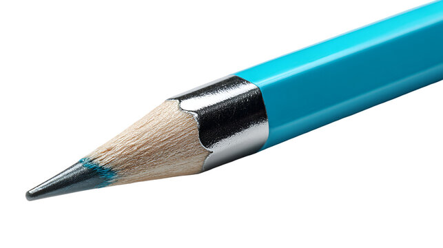 Close up of a sharp blue pencil tip against a dark black background