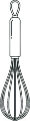 Simple line drawing of a kitchen whisk, a tool for mixing ingredients