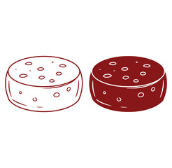 Vector illustration of two cheese wheels different colors on white background minimalistic style