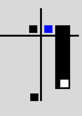 Elegant geometric art wallpaper combining blue, white, and black symmetry for design lovers