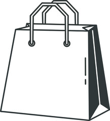 Simple outline illustration of a white shopping bag with handles