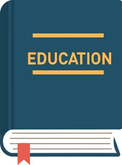 Closed textbook with the word "EDUCATION" on the cover, symbolizing knowledge and learning.