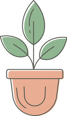 Simple potted plant with green leaves and a terracotta pot, symbolizing growth and nature.