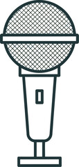 Classic microphone for broadcasting or performance, simple line art illustration
