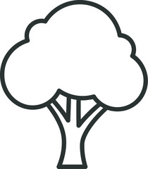 Simple outline illustration of a stylized tree with a full canopy and strong trunk.