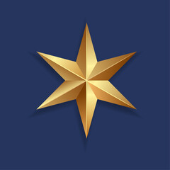 Golden six-pointed star icon for awards, achievements, and recognition on a dark blue background