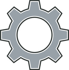 Simple gray gear icon representing industry and mechanics