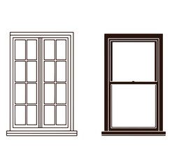 Obraz premium Vector illustration of two window styles showing classic and modern window designs
