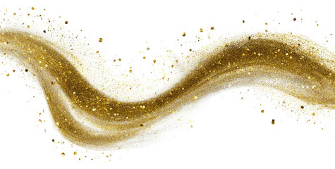 Golden glittery wave on black background