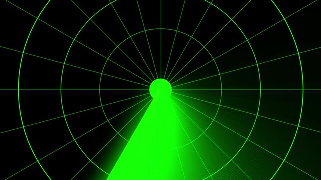 Green sweeping radar screen animation. Radar scanning animation
