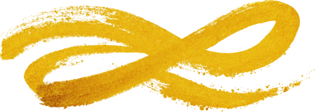 A loose, thick, abstract yellow brush stroke forming an infinity loop