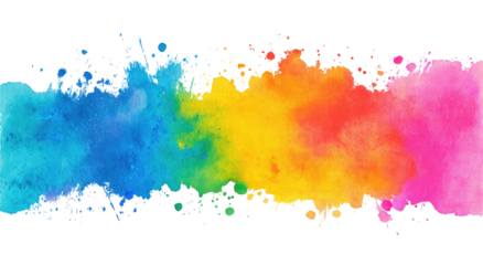 Vibrant rainbow colored powder explosion across a black background
