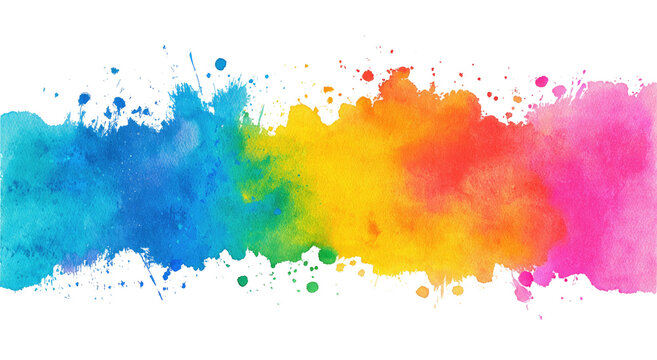 Vibrant rainbow colored powder explosion across a black background - Powered by Adobe
