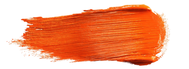 Thick orange paint stroke with visible texture and fine lines