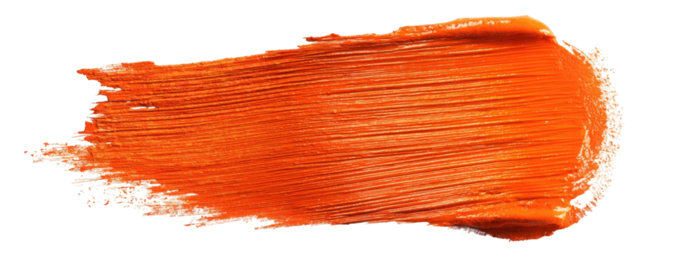 Thick orange paint stroke with visible texture and fine lines