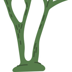 Green abstract tree branches on transparent background isolated organic plant design element