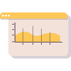 Abstract Data Visualization Displaying Upward Trend With Yellow Wave Form Over Light Beige Background And Dark Purple Shadow Accent