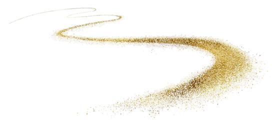 Golden dust trail swirling across a dark background