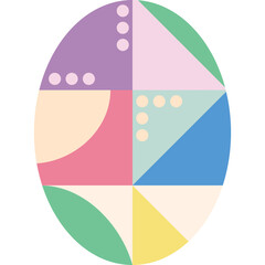 Abstract Easter Egg Design Featuring Geometric Shapes in Pastel Colors on a Transparent Background