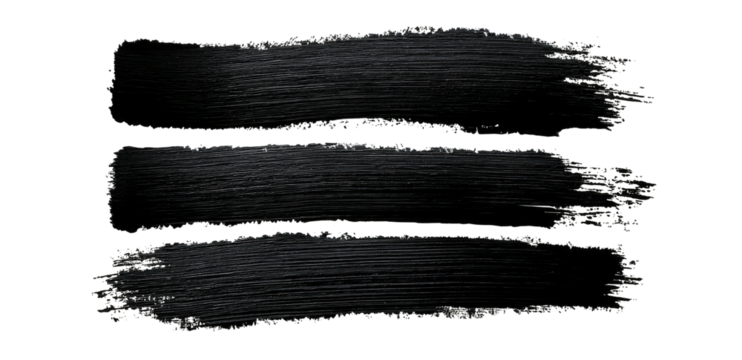 Three horizontal dark brush strokes on black background