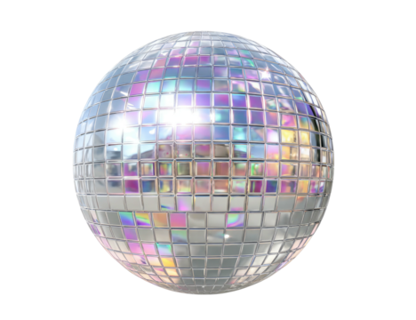 A reflective sphere composed of many small, square mirrored tiles