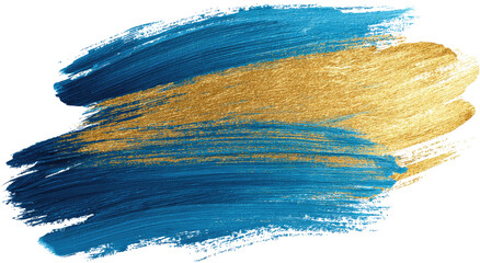Abstract gold streak across textured blue brushstrokes, paint