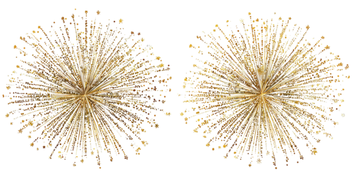 Two golden starburst patterns on black background - Powered by Adobe