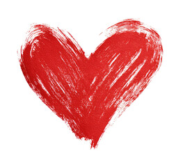 Red painted heart with textured brush strokes on black background