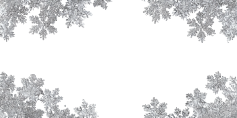 Ornate frost crystals frame a dark, empty center space