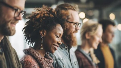 A diverse team practices mindfulness together promoting workplace inclusion acceptance and a positive collaborative culture
