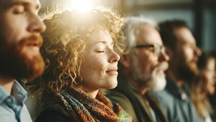 A diverse team practices mindfulness together promoting workplace inclusion acceptance and a positive collaborative culture