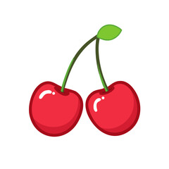 Illustration of two red cherries