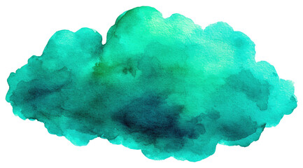 Abstract watercolor cloud shape with vibrant green and blue hues