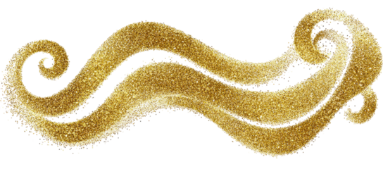 Glittering golden wave pattern with a swirled end