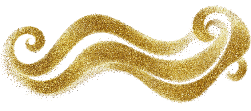 Glittering golden wave pattern with a swirled end